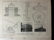 1898 Antique Industrial Illustration Water-Works Intake Tunnel, Cleveland OH picture