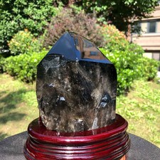 5.85LB Natural smoky quartz obelisk tea-crystal specimen tower healing decor picture