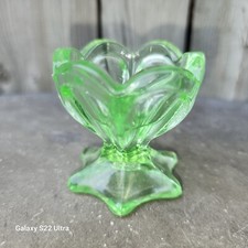 Tulip Key Lime Salt Cellar  Wilkerson Glass Black Light Orange Shine picture