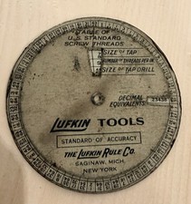 vintage 1935 Lufkin Tools Time Saver circular screw thread calculator picture