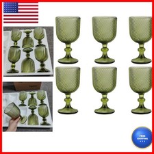 Taganov Green Wine Goblets Set of 6 Vintage Stemware 12oz 350ml Wedding Party picture