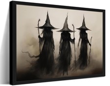 Framed Vintage Witch Canvas Wall Art 12x16 inch picture