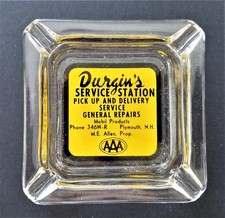 vintage DURGIN's SERVICE STATION plymouth nh glass ASHTRAY advertising aaa picture