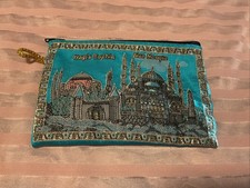 Handmade Souvenir Blue Mosque Coin Purse Women Wallet w/ handle & zipper Morocco picture