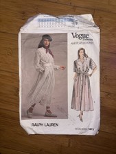 Vintage 1987 Vogue 1873 Ralph Lauren Dress Pattern Size 16 Cut picture