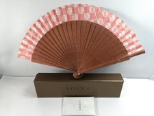 LOEWE Folding Sensu Fan Anagram Design Pink with Original Box Authentic Japan picture