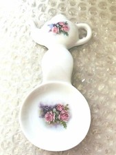 Flowers Pink Roses New Handmade Ceramic Porcelain Tea Bag / Spoon Rest Gift  picture