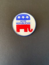 Vintage 1972 Vari-Vue 3D Vote Republican Elephant Campaign Button Pin picture
