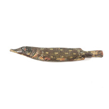 Antique French Paper Mache Fish Candy Container Glass Eye Figural Ornament  picture