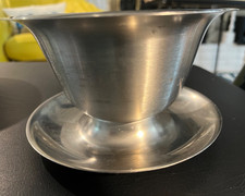 VOLLRATH #6206 Stainless Steel Sauce Bowl, attached underplate 6” diam x 3.75”h picture
