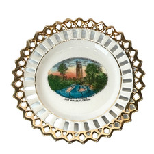 LAKE WALES Singing Tower  FL FLORIDA Antique Souvenir China Dish Plate picture
