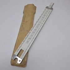 Acu-Math No. 500 Slide Rule White Logarithmic Scale w/ Leather Case Vintage USA picture