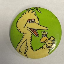 ORIGINAL Early 80s Big Bird & Little Bird Button Clip Sesame Street Vintage picture