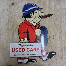 USEDCARS DEPENDABLE 22 X 30 INCHES PORCELAIN ENAMEL SIGN picture
