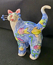 Lacombe Whimsiclay 2001 Cat Licking Lips Figurine Fish Fancy Felines Annaco  picture