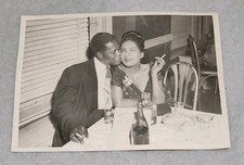Vintage Photo Man Woman Kissing Smoking Cigarettes African American Nightclub  picture