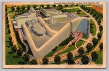 1939 NY World's Fair General Motors Building Highways & Horizons Linen Postcard picture