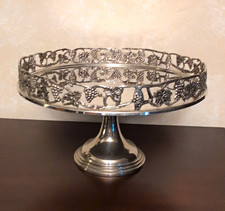 Vintage Godinger Silver Plated Pedestal Round Cake Stand Grape Vine 12