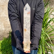2.75LB Natural Clear Crystal Obelisk Quartz Energy Tower Point Reiki Healing Gem picture
