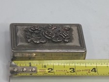 Vintage Silver Plated Rectangular Trinket Box With Roses On Top picture