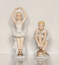 2 Vintage French Porcelain Ballerina Figurines Gold Accents Beautiful Details picture