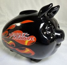 HARLEY DAVIDSON Piggy Bank Hog Gas Tank (RARE) Black/Red Flames 2007 HTF picture