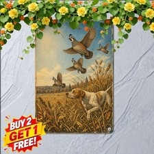 Quail Hunting Dogs Bird Game Sign Rustic Sportsman Cabin Decor Metal Plaque 8x12 picture