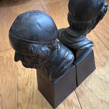 Antique Homer Bust Bookends Pair Greek Poet Bronze Clad Galvano Plaster DAMAGED picture