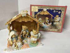 VTG 1993 Enesco Cherished Teddies Nativity 5 Piece Set  Christmas EUC picture