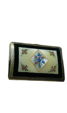 STUNNING1 Antique Silver Floral  ENAMEL GUILLOCHE Cigarette CASE FMCO EXCELLENT picture
