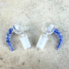 2-Pack Premium 14mm Blue Horn Bowl Holder Thick Glass Made built-in screen picture