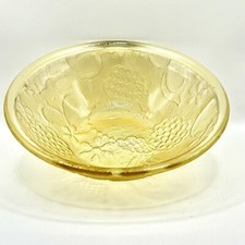 Set of 4 Vintage Japan Textured Glass Salad Bowl yellow Gold Fruits Rare unused picture