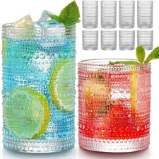 Hlukana Vintage Hobnail Drinking Glasses Set Of 8 12 Oz Highball Glasses 10 Oz picture