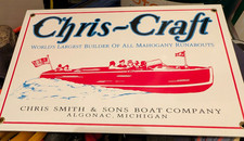 Chris-Craft Boat Vintage Porcelain Sign Algonac Michigan Runabout picture