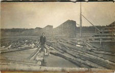1910 St John River Maine Logging Camp RPPC Man Log Drive Timber Industry picture