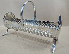 Vintage Leonard Silver Plated Cracker Holder Seashell Scallop Basket Signed picture