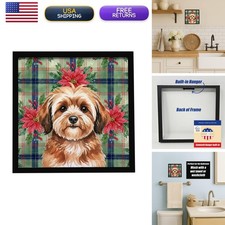 Caroline's Treasures Sable Havanese Christmas Poinsettias Framed Metal Print 8X8 picture