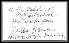Duane Hanson - Artist - 3x5 Card - Singed / Autograph (c) picture