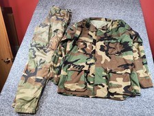 USGI Army Combat Woodland Camouflage Large Long Coat & Large Regular Trousers picture