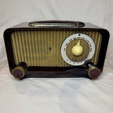 Gorgeous 1949 Zenith Long Distance Tube Radio S14976 Bakelite Case POWERS ON picture