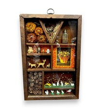 Handmade Vintage Rustic 1970s Shadow Box Curio Display Case - Antique Bottle - picture
