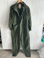 Vintage 90s US Army Military Mechanic Utility Coveralls Cotton Jumpsuit Type 1 L picture