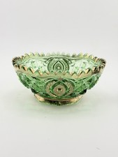 Antique Northwood Memphis (Doll’s Eye) Green Glass Berry Bowl w/ Gold Gilt picture