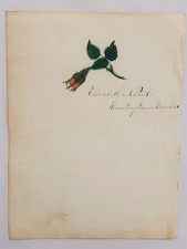 1856 antique ORIG PAINTED FLOWER ART signed ELIZABETH PEET huntington pa picture