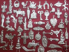 25 Milagro Miracle Charms Mexican Folk Art SILVER Assorted Exvoto Ex Voto picture