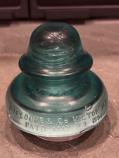 Vintage F.M. Locke & Co. Victor N.Y. / PATD May 22 1894 Ice Aqua Glass Insulator picture