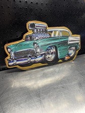 ROHAN DAY Chevy Hot Rod Art Metal Sign OPEN ROADS COLLECTIBLE RUSTIC 18.5”x10” picture