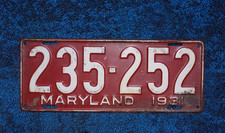 1931 Maryland License Plate picture