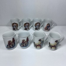 Vintage 1981 Norman Rockwell Coffee Tea Mug 8 Oz Cup Gold Trim Set of 8 Collect picture