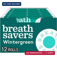 BREATH SAVERS Wintergreen Sugar-Free Mints Rolls, 0.75 oz, 12 ct picture